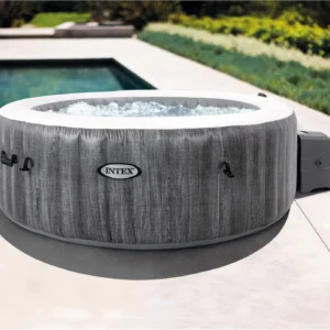 Intex PureSpa Deluxe effetto legno grigio 85″ × 25″